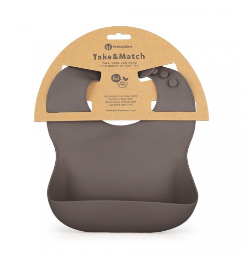 Petite& Mars Take&Match - śliniak silikonowy 6m+ | Bitter Cocoa